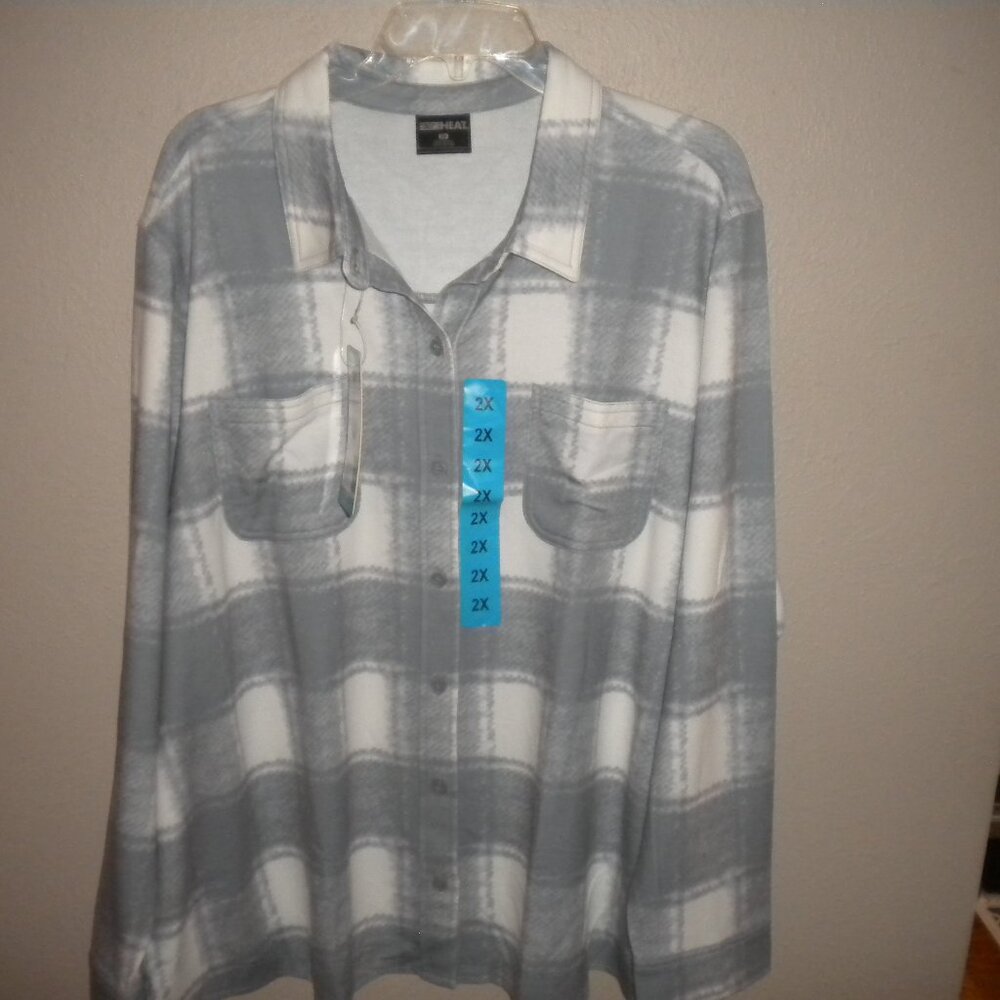 32 Degrees Women's Plus Size 2X Pristine Gray Soft Long Sleeve Shirt NWT - Picture 2 of 6